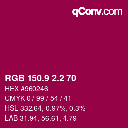 カラーコード: RGB 150.9 2.2 70 | qconv.com