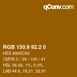 Color code: RGB 150.9 92.2 0 | qconv.com