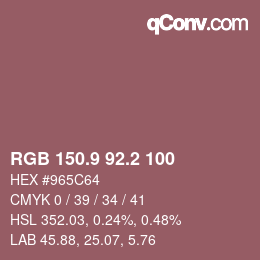 Color code: RGB 150.9 92.2 100 | qconv.com