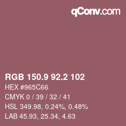 Color code: RGB 150.9 92.2 102 | qconv.com