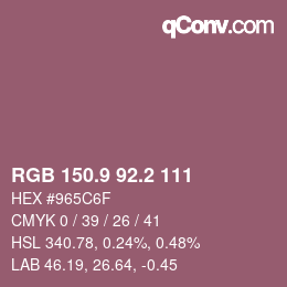 Color code: RGB 150.9 92.2 111 | qconv.com