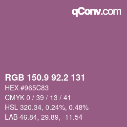 カラーコード: RGB 150.9 92.2 131 | qconv.com
