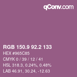 カラーコード: RGB 150.9 92.2 133 | qconv.com