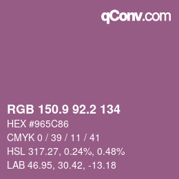 カラーコード: RGB 150.9 92.2 134 | qconv.com