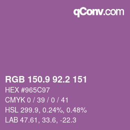 カラーコード: RGB 150.9 92.2 151 | qconv.com