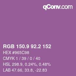 カラーコード: RGB 150.9 92.2 152 | qconv.com