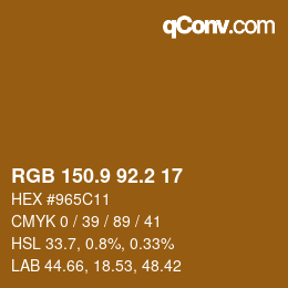 カラーコード: RGB 150.9 92.2 17 | qconv.com