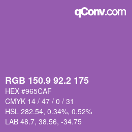 カラーコード: RGB 150.9 92.2 175 | qconv.com