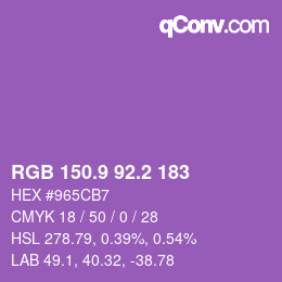 カラーコード: RGB 150.9 92.2 183 | qconv.com