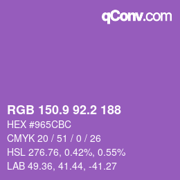 カラーコード: RGB 150.9 92.2 188 | qconv.com
