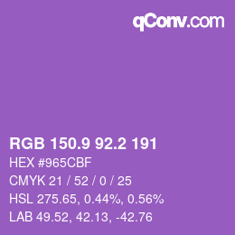 カラーコード: RGB 150.9 92.2 191 | qconv.com
