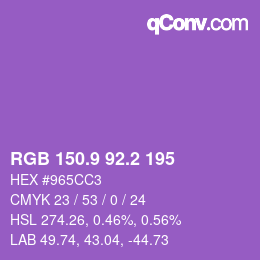 カラーコード: RGB 150.9 92.2 195 | qconv.com