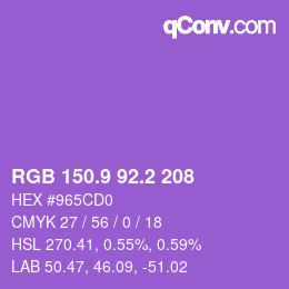 カラーコード: RGB 150.9 92.2 208 | qconv.com