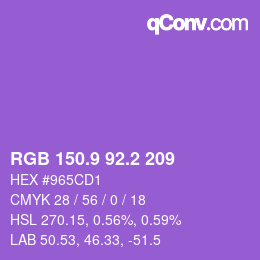 カラーコード: RGB 150.9 92.2 209 | qconv.com