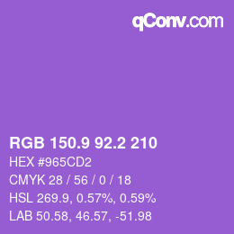 カラーコード: RGB 150.9 92.2 210 | qconv.com