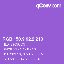 カラーコード: RGB 150.9 92.2 213 | qconv.com