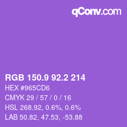 カラーコード: RGB 150.9 92.2 214 | qconv.com