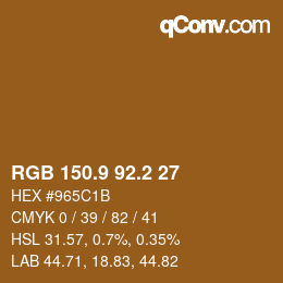カラーコード: RGB 150.9 92.2 27 | qconv.com