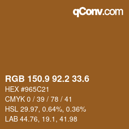 カラーコード: RGB 150.9 92.2 33.6 | qconv.com