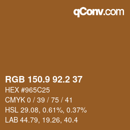 Color code: RGB 150.9 92.2 37 | qconv.com