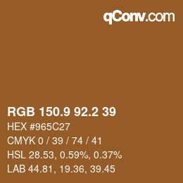 カラーコード: RGB 150.9 92.2 39 | qconv.com