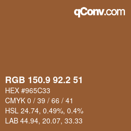 Color code: RGB 150.9 92.2 51 | qconv.com