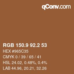カラーコード: RGB 150.9 92.2 53 | qconv.com