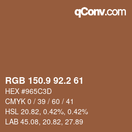 カラーコード: RGB 150.9 92.2 61 | qconv.com