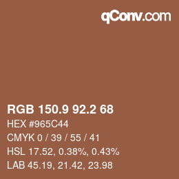 カラーコード: RGB 150.9 92.2 68 | qconv.com