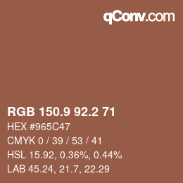 Color code: RGB 150.9 92.2 71 | qconv.com
