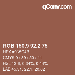 カラーコード: RGB 150.9 92.2 75 | qconv.com