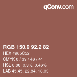 カラーコード: RGB 150.9 92.2 82 | qconv.com