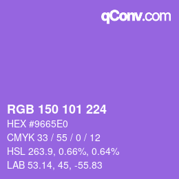 Color code: RGB 150 101 224 | qconv.com