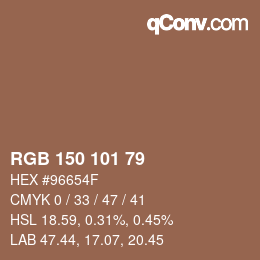 カラーコード: RGB 150 101 79 | qconv.com