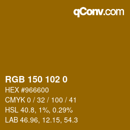 Color code: RGB 150 102 0 | qconv.com