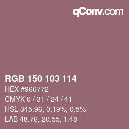 Color code: RGB 150 103 114 | qconv.com