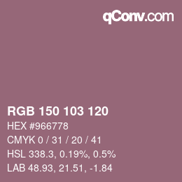 颜色代码: RGB 150 103 120 | qconv.com