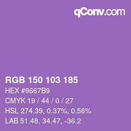 Color code: RGB 150 103 185 | qconv.com