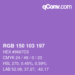 Color code: RGB 150 103 197 | qconv.com