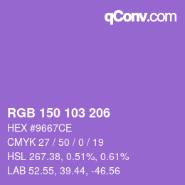 Color code: RGB 150 103 206 | qconv.com