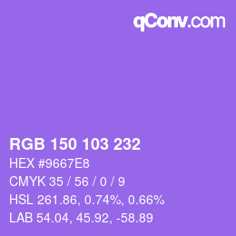 Color code: RGB 150 103 232 | qconv.com