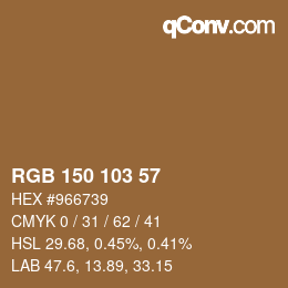 Color code: RGB 150 103 57 | qconv.com