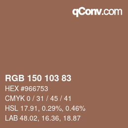 Color code: RGB 150 103 83 | qconv.com