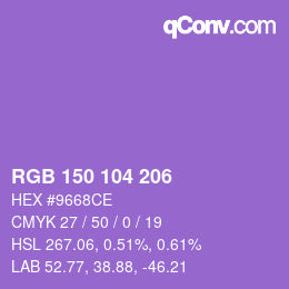 Color code: RGB 150 104 206 | qconv.com