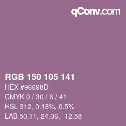 Color code: RGB 150 105 141 | qconv.com