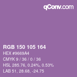 カラーコード: RGB 150 105 164 | qconv.com