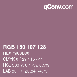 颜色代码: RGB 150 107 128 | qconv.com