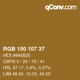 カラーコード: RGB 150 107 37 | qconv.com