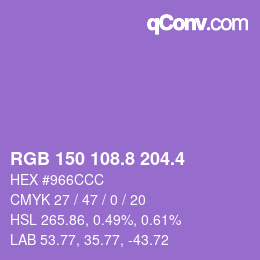 カラーコード: RGB 150 108.8 204.4 | qconv.com