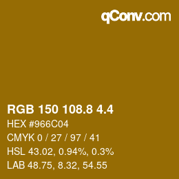 カラーコード: RGB 150 108.8 4.4 | qconv.com